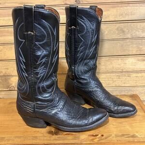 Black Bull Hide Women’s Western Boots Size 7.5B Embroidered Cowgirl Rodeo
